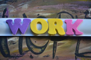 renkli bir arka plan üzerinde iş sözcük