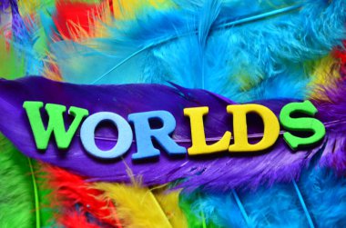 gökkuşağı ve renkli harfler ve kelime dünyası.