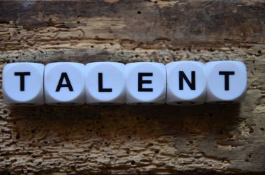 Yetenek konsepti Metinli ahşap küpler