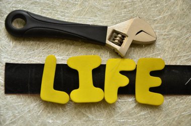 Hayat kelimesi bir tahta parçasıyla yazılır..