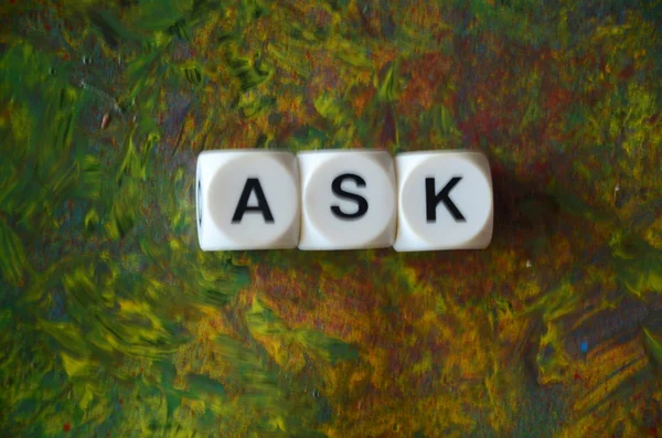 Palavra pergunte em um bstract — Fotografia de Stock