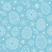 Nahtloses Muster mit dekorativen Eiern und Blumen. Osterhintergrund. Vektor