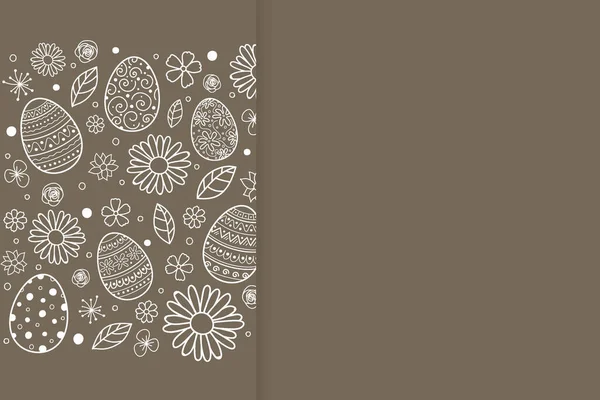 Velikonoční Vajíčka Květiny Pozadí Copyspace Vektor — Stockový vektor