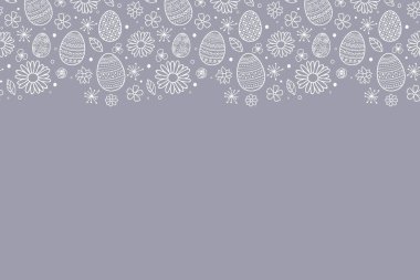 Yumurta ve çiçekli Paskalya arkaplanı. Vektör