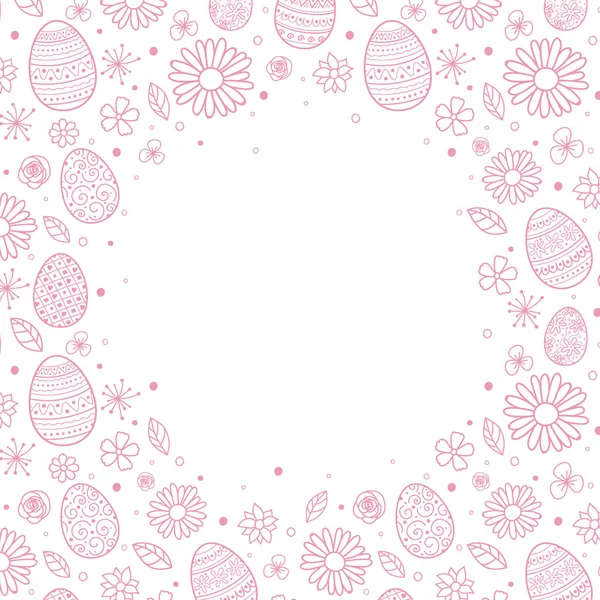 El yapımı yumurta ve çiçekli basit bir Paskalya arkaplanı. Vektör