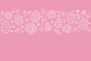 Yumurta ve çiçekli Paskalya arkaplanı. Vektör