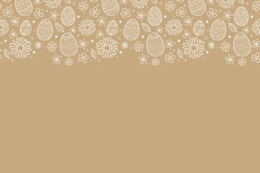 El yapımı yumurta ve çiçekli basit bir Paskalya arkaplanı. Vektör