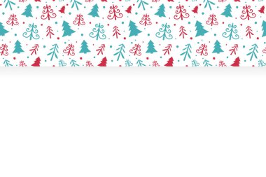 Noel arkaplanı, ağaç simgeleri ve telif alanı. Vektör