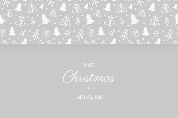 Weihnachtskarte Mit Handgezeichneten Bäumen Und Wünschen Weihnachten Hintergrund Vektor — Stockvektor