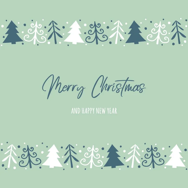 Cartão Natal Com Árvores Desenhadas Mão Vetor — Vetor de Stock