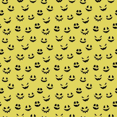 Cadılar Bayramı desenli komik balkabağı suratlı. Vektör