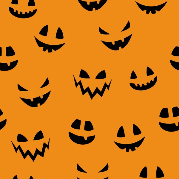 Halloween Pattern Funny Pumpkin Lantern Face Vector — Stock Vector