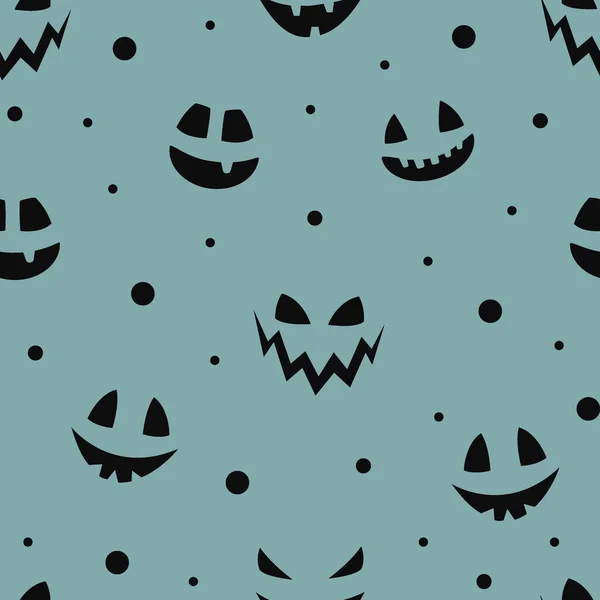 Textura Halloween Engraçado Com Cara Abóbora Engraçada Padrão Sem Costura — Vetor de Stock