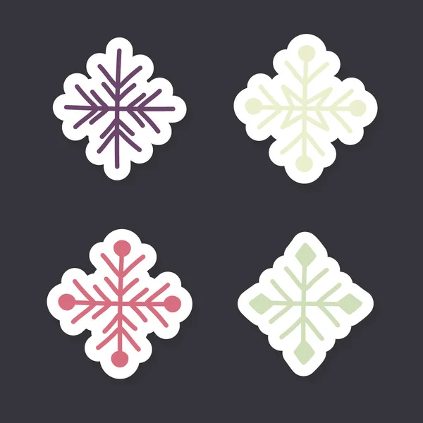 Diseño Los Iconos Navidad Los Copos Nieve Dibujados Mano Vector — Vector de stock