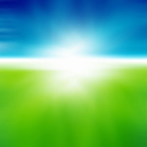 Campo verde e céu azul com nuvem branca — Fotografia de Stock