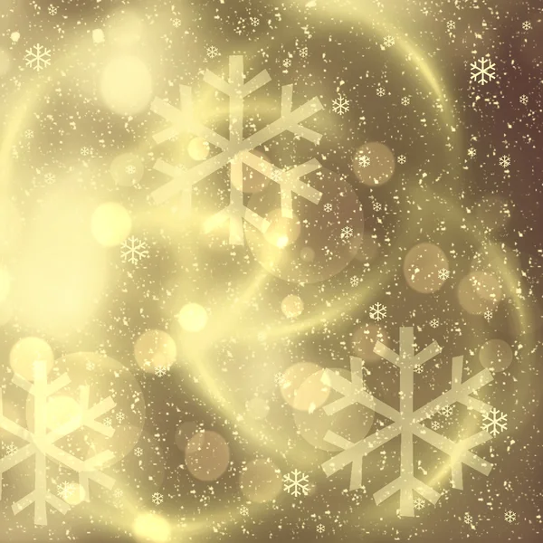 Beyaz ve altın parlayan kar taneleri ile soyut Noel kartı — Stok fotoğraf