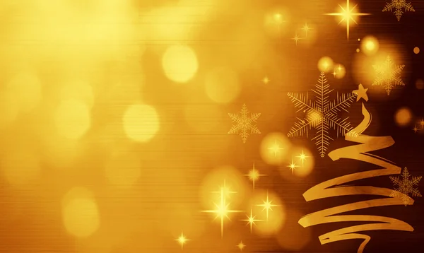 クリスマス ツリーとクリスマス黄金背景 — ストック写真