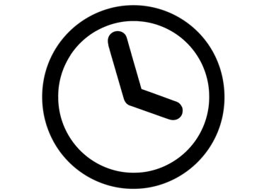 dikkat et, beyaz arka planda siyah Saat simgesi 