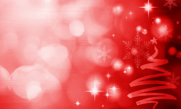 ufuk ışık ile Noel ağacı. kırmızı bir arka plan