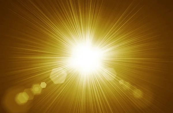 Centered yellow orange summer sun light burst. Radial nature abs — Stock Photo, Image