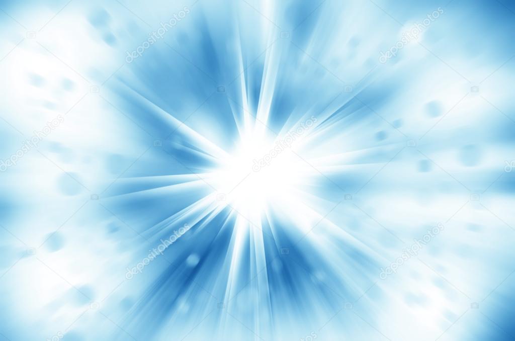 illustration of bright flash, explosion or burst on the blue bac