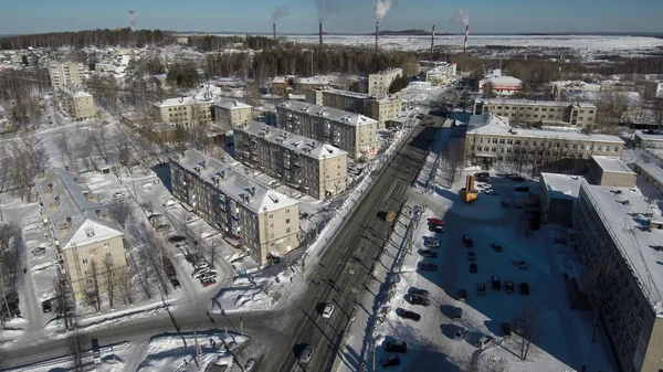 Kachkanar - industrial city in winter. Aerial view.