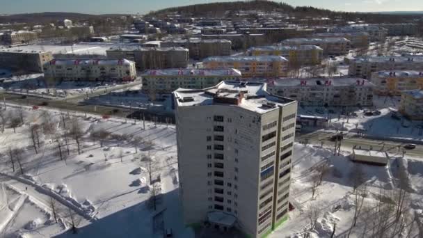 Kachkanar Ville Industrielle Hiver Vue Aérienne — Video