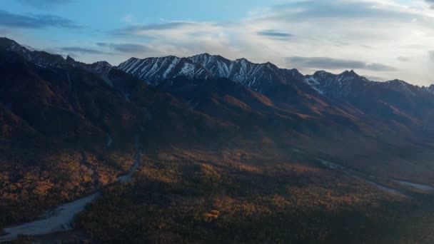 Eastern Sayans Autumn Tunkinsky Goltsy Ridge Sunrise — Stock Video