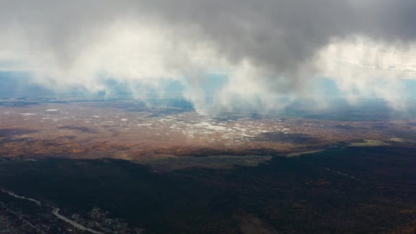 Eastern Sayans Autumn Tunka Valley Rain Low Cloud Cover — Stock Video