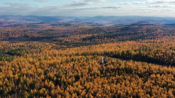 Oost Siberië Mountain Taiga Het Najaar Khamar Daban Bergkam Luchtzicht — Stockvideo