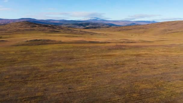 Alrededores Del Lago Baikal Estepa Tazherán Otoño Vista Aérea — Vídeo de stock