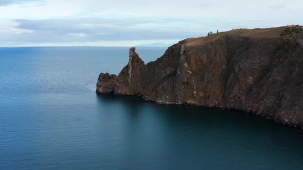 Λίμνη Baikal Φθινόπωρο Νήσος Όλκον Κάπα Του Κομπόι Αεροφωτογραφία — Αρχείο Βίντεο