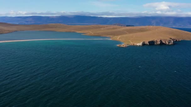 Bajkalsjön Hösten Olkhonön Togai Bay Elgay Cape Och Hanhoy Lake — Stockvideo