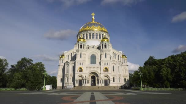 Kronstadt Latem Morska Katedra Świętego Mikołaja Cudotwórcy — Wideo stockowe