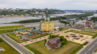Nizhny Novgorod. Alexander Nevsky Ortodoks Katedrali. Hava görünümü.