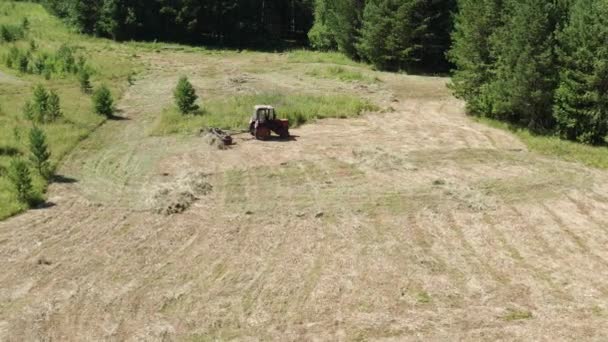 Jižní Uraly Horská Louka Traktor Seně Letecký Pohled — Stock video