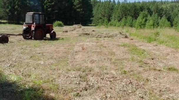 Jižní Uraly Horská Louka Traktor Seně Letecký Pohled — Stock video