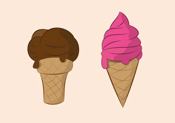 Vector ilustración de los conos de helado — Vector de stock