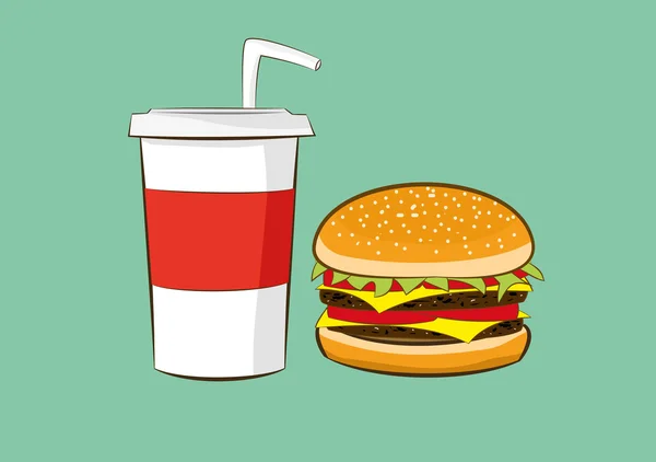 Vektorillustration von Hamburgern mit Cola-Drink — Stockvektor