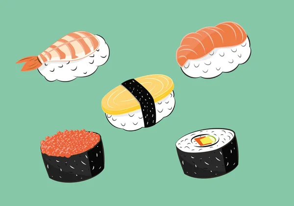 Ιαπωνικό σετ σούσι φαγητού — Διανυσματικό Αρχείο