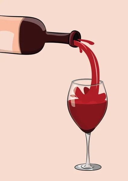 Vector ilustración de la botella de vino tinto verter en el vidrio. eps 10 — Archivo Imágenes Vectoriales