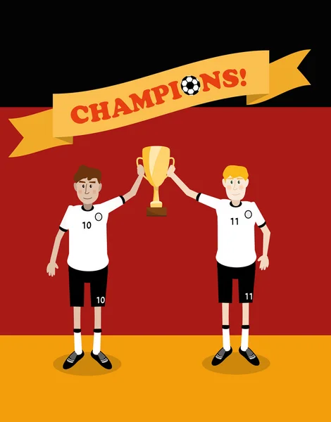 Alemania futbolistas nacionales sosteniendo campeones trofeo ganador Copa — Archivo Imágenes Vectoriales