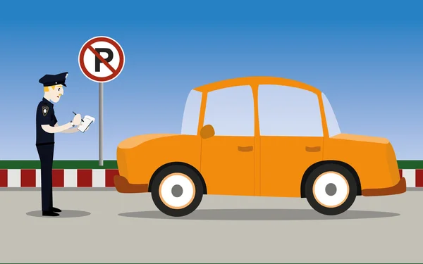Park cezası yok park alanı arabada yazılı trafik polis vektör çizim