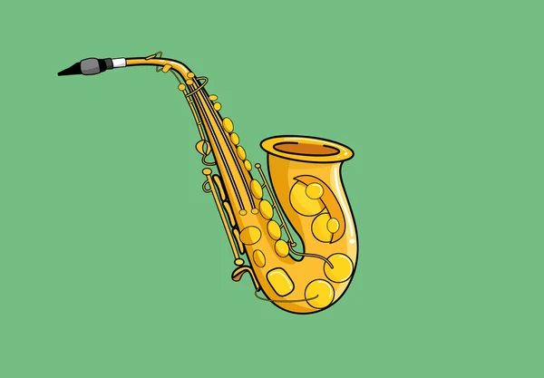 Vektor illustration av en saxofon instrument på grön bakgrund. EPS 10 — Stock vektor