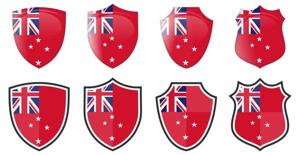Függőleges Zéland Vörös Porszóró Zászló Polgári Zászlós Pajzs Alakú Négy — Stock Vector
