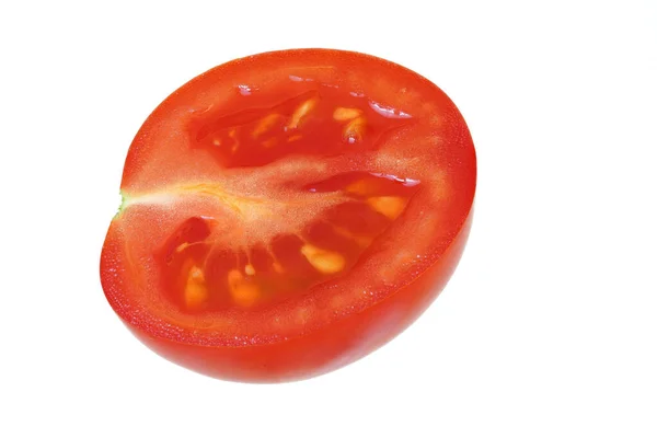 Pomodoro Ciliegino Mezzo Isolato Fondo Bianco — Foto Stock