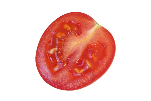 Mitad Tomate Rojo Pequeño Aislado Sobre Fondo Blanco — Foto de Stock