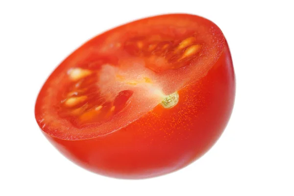 Demi Tomate Cerise Rouge Isolée Sur Fond Blanc — Photo