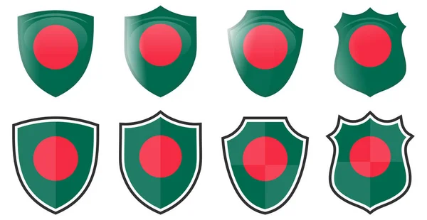 Függőleges Bangladesi Zászló Pajzs Alakú Négy Egyszerű Változatban — Stock Vector