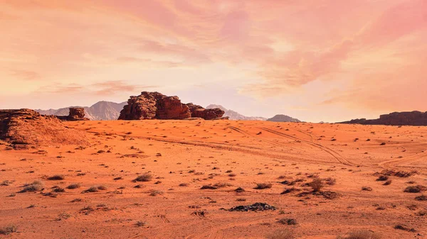 Red Wadi Desierto Ron Jordania Que Recuerda Planeta Marte Este —  Fotos de Stock